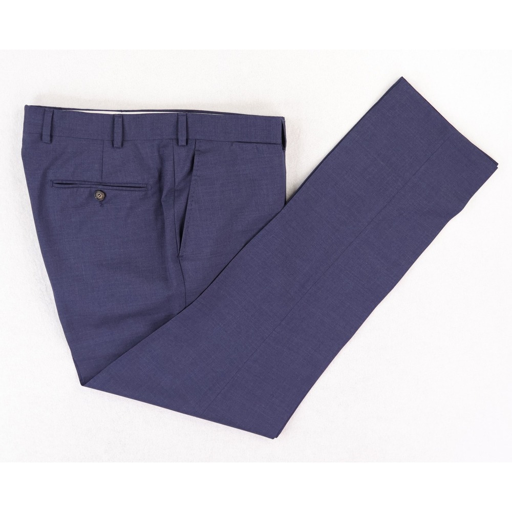 Suitsupply Brescia Turn Up Dress Pants Mens 35x31 Blue VBC 120s Wool Slim Fit